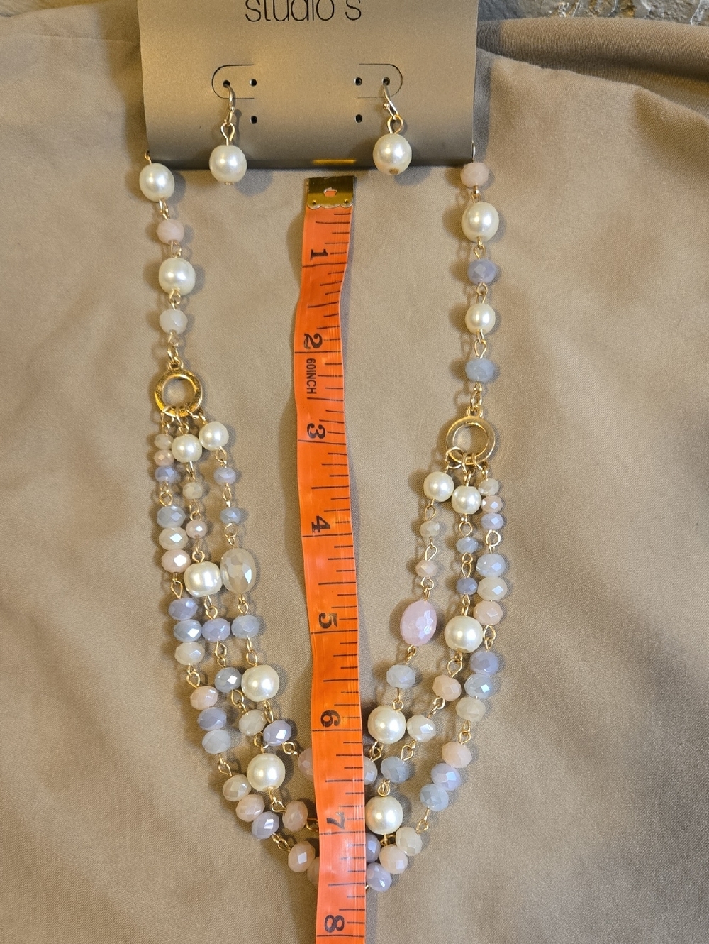 Studio S Multi-tiered Faceted Bead Necklace & Earring Set NWT - Picture 7 of 7